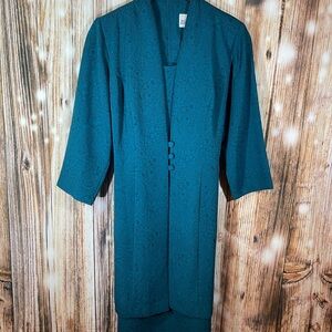 Vtg Just In Thyme LTD Beautiful Blue/Teal color Floral Faux 2 Piece Dress Size 8